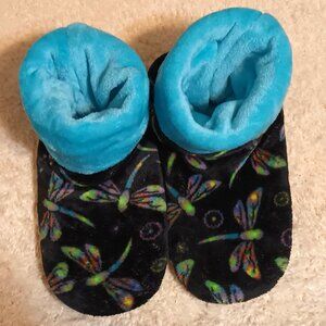 NWT ~Super Cozy Fleece Slipper Booties w/ Dragonflies (Sz: Women's 8/9, 10.2" L)